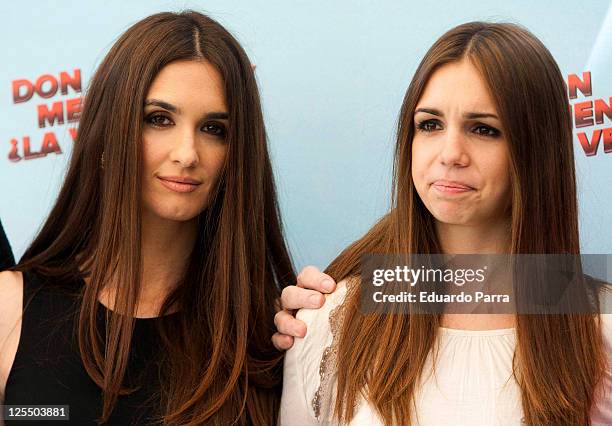 Spanish actresses Elena Furiase and Paz Vega attend 'Don Mendo Rock, La Venganza?' at Fenix Hotel on December 14, 2010 in Madrid, Spain.