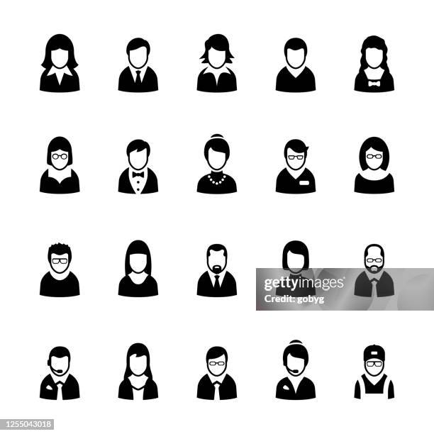 ilustrações de stock, clip art, desenhos animados e ícones de set of flat business avatar icons - secretary