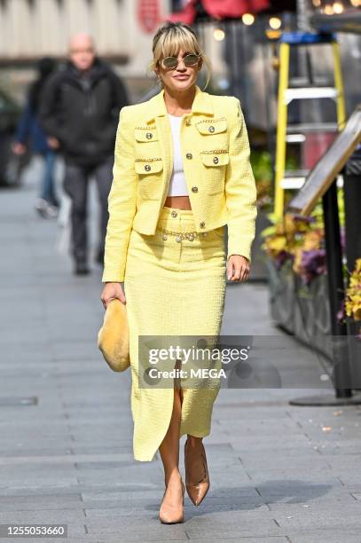 Ashley Roberts is seen leaving Global Studios on May 15, 2023 in London, United Kingdom.