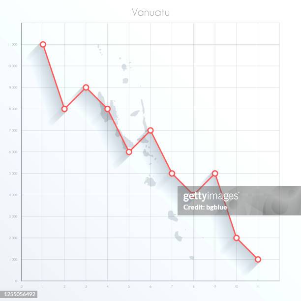 赤の下降トレンドラインを持つ財務グラフ上のバヌアツマップ - サンゴ海点のイラスト素材／クリップアート素材／マンガ素材／アイコン素材