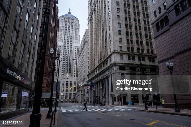 The Chicago Board of Trade building in the Loop neighborhood of Chicago, Illinois, US, on Friday, May 12, 2023. Hollowed-out downtowns are a...