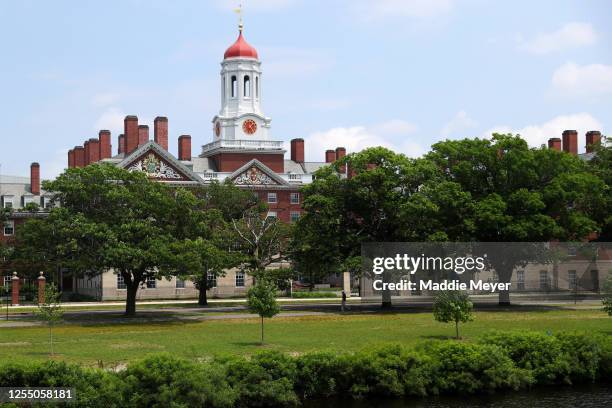 View of the campus of Harvard University on July 08, 2020 in Cambridge, Massachusetts. Harvard and Massachusetts Institute of Technology have sued...