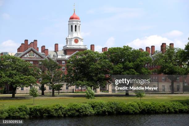 View of the campus of Harvard University on July 08, 2020 in Cambridge, Massachusetts. Harvard and Massachusetts Institute of Technology have sued...