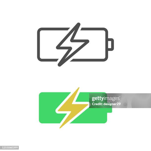 battery charging icon flat design. - batteries stock illustrations