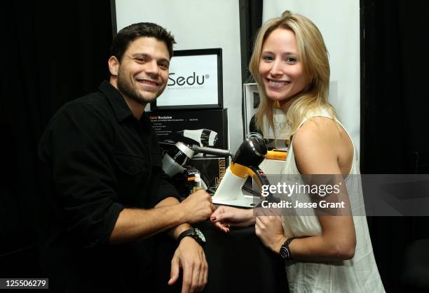 Actor Jerry Ferrara and Alexandra Blodgett attend The HP Touchsmart Gift Lounge backstage at the Nokia Theatre, in celebration of The 63rd Primetime...