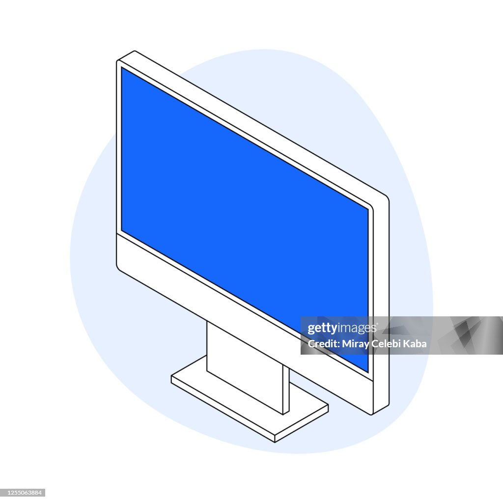 Computer Image Lin Computer Modern Isometric Line Illustration Concept High-Res Vector ...