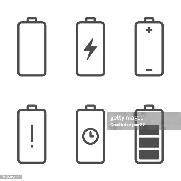 batterie-icon-set vektor-design. - niedrig stock-grafiken, -clipart, -cartoons und -symbole