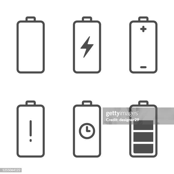 バッテリーアイコンセットベクトルデザイン。 - マイナス記号点のイラスト素材／クリップアート素材／マンガ素材／アイコン素材