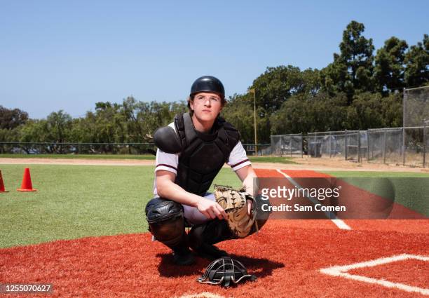 rites disrupted: the impact of covid-19 on the high school class of 2020 - baseball catcher 個照片及圖片檔