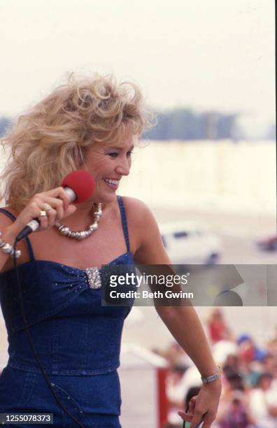 Country singer and songwriter Tanya Tucker perform on FanFair show 1987 in Nashville, Tennessee.