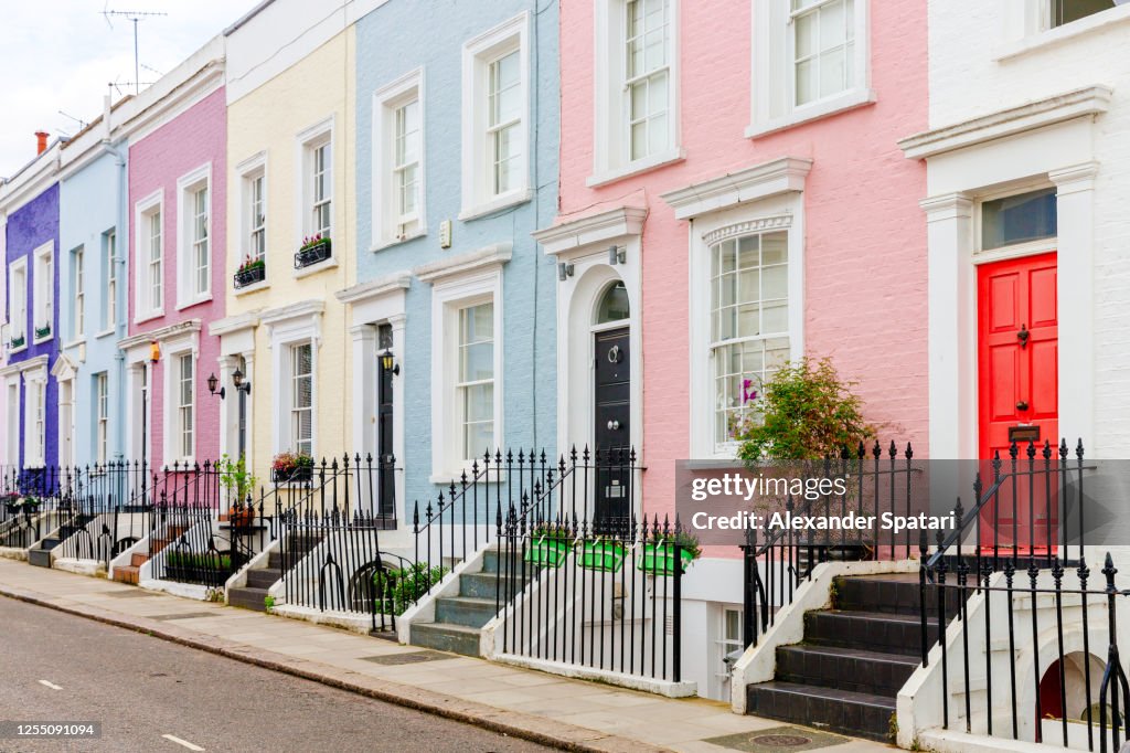 Colorful townhouses in London, UK