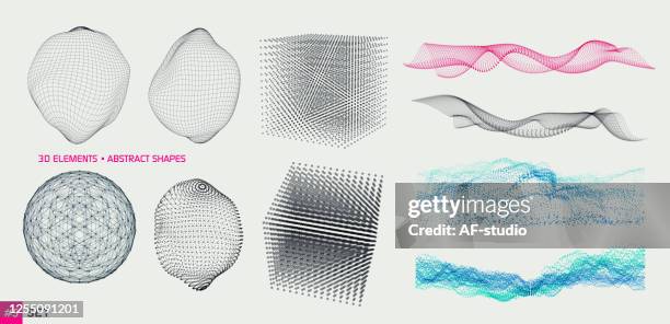 set of 3d elements - oscilloscope stock illustrations