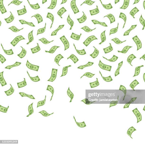 falling money - seamless pattern with american dollar bills on white background - dollar symbol vector stock illustrations