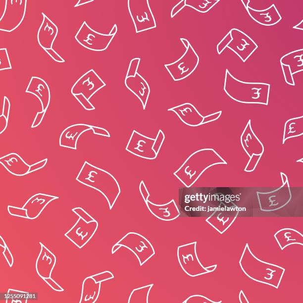 stockillustraties, clipart, cartoons en iconen met falling money achtergrond - naadloze banknote patroon - britse pond sterling notes gbp - raining money