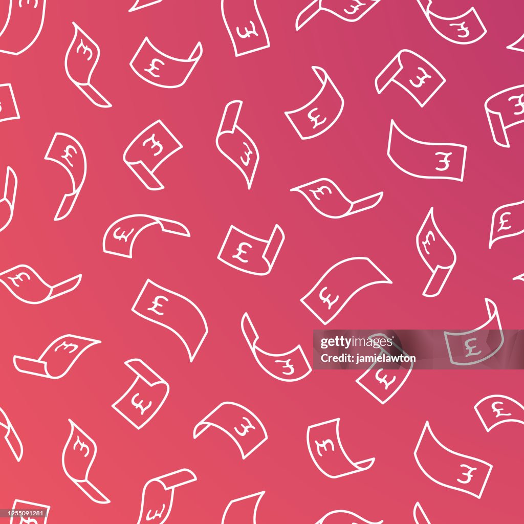Falling Money Background - Seamless Banknote Pattern - British Pound Sterling Notes GBP
