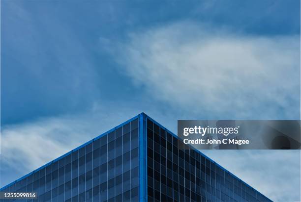 blue triangulation - blue glass stock pictures, royalty-free photos & images