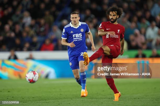 Mohamed Salah of Liverpool during the Premier League match between Leicester City and Liverpool FC at The King Power Stadium on May 15, 2023 in...