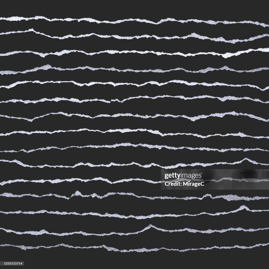 Isolated Torn Paper Edge Collection on Solid Black