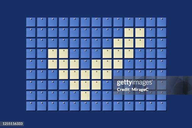 adhesive notes pixelated style check mark - print finishing stock pictures, royalty-free photos & images