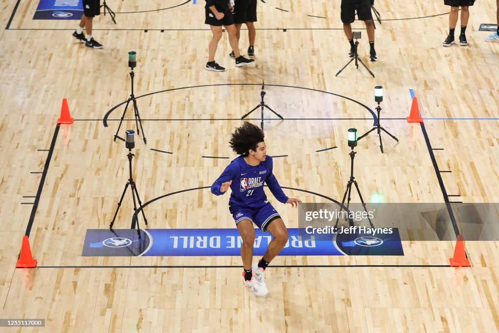 Nba Draft Testing NBA Draft Prospect, Anthony Black does the agility drills during the ...