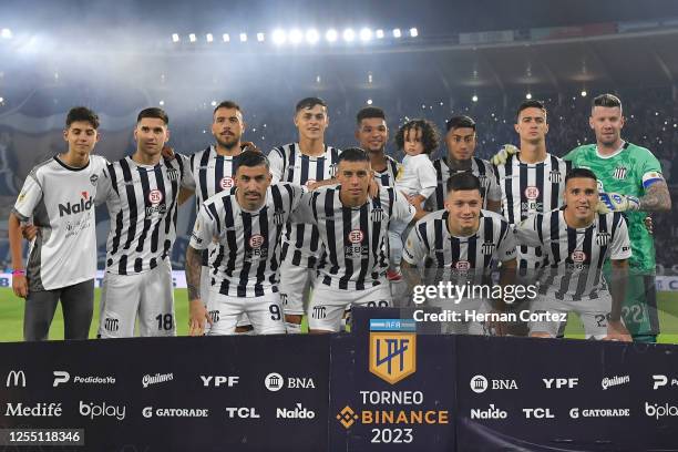 Players of Talleres pose for a photo before a Liga Profesional 2023 match between Talleres and River Plate at Mario Alberto Kempes Stadium on May 14,...