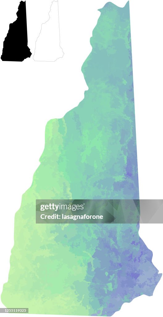 New Hampshire, USA Watercolor Textured Color Gradient Vector Map