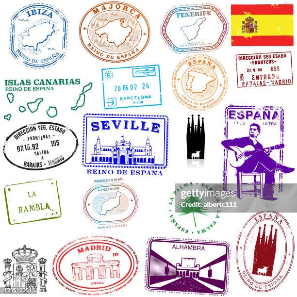 spanische reisegrafik-kollektion - barcelona stock-grafiken, -clipart, -cartoons und -symbole