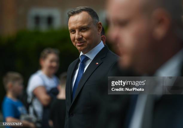 Polish President Andrzej Duda at the end of Border Guards Day celebrations at Wawel Castle, on May 15 in Krakow, Poland. Poland celebrates Border...