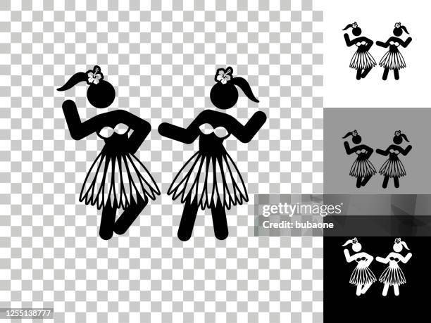 hawaiian hula dance icon on checkerboard transparent background - multiple dance stock illustrations