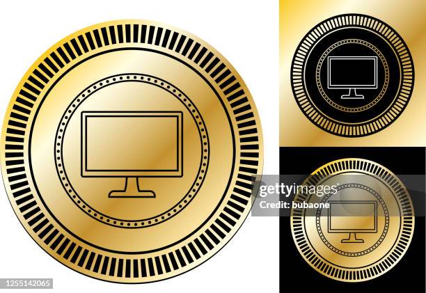 computer monitor icon - multiple computer screens white background stock illustrations