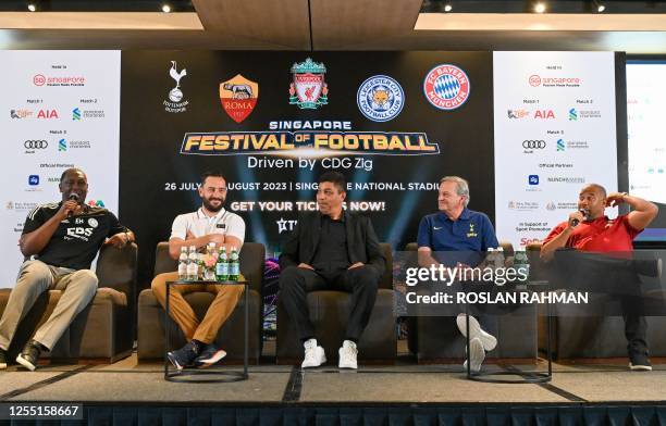 Football legends Emile Heskey of Leicester City FC, Marco Cassetti of AS Roma, Giovane Elber of FC Bayern Munich, Gary Mabbutt of Tottenham Hotspur...