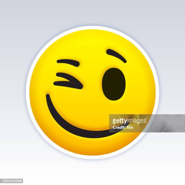 winking emoji gesicht - emoticon stock-grafiken, -clipart, -cartoons und -symbole