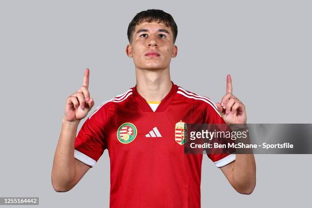 Martin Kern poses for a portrait during a Hungary squad portrait session at the UEFA European Under-17 Championship Finals 2023 in the Grand Hotel on...