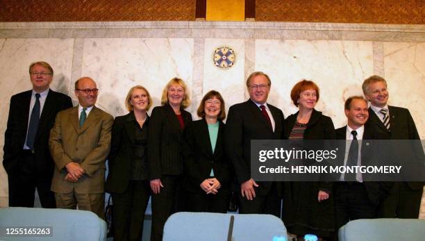 Swedish Prime Minister Goeran Persson presents in Stockholm 21 October, 2002 a major reshuffle of the Swedish Government. The eight new cabinet...