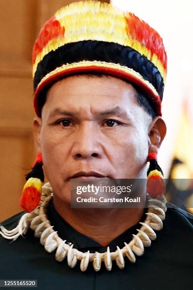 Tapi Brazil Cacique Tapi during a welcome with Indigenous Brazilian leader Raoni ...