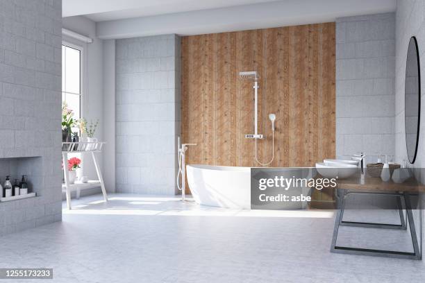 bagno moderno - bathroom white design foto e immagini stock