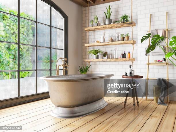 loft bathroom - domestic bathroom stock pictures, royalty-free photos & images