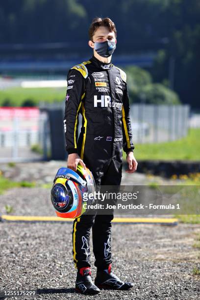 Winner of the Round 1 feature race Oscar Piastri of Australia and Prema Racing poses for a photo during previews for the Formula 3 Championship at...