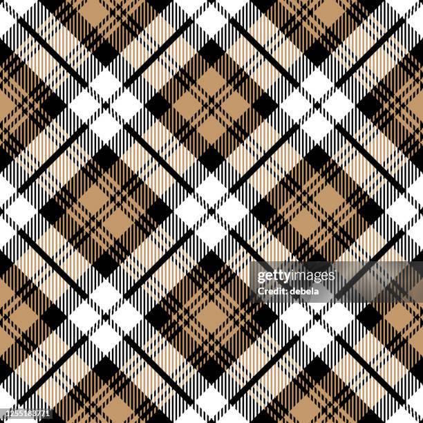 beige scottish royal tartan plaid textile pattern - argyle sweater pattern stock illustrations