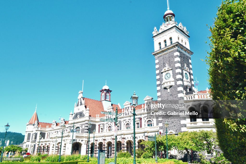 Dunedin railway station in New Zealand