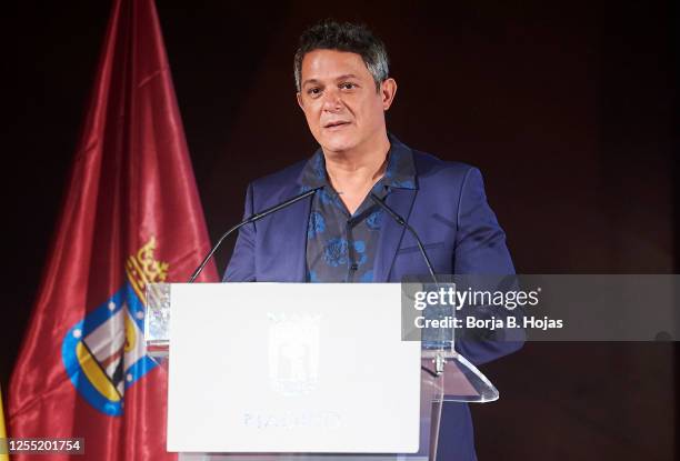 The singer Alejandro Sanz receives a tribute for his professional career and connection with the city of Madrid on July 09, 2020 in Madrid, Spain.