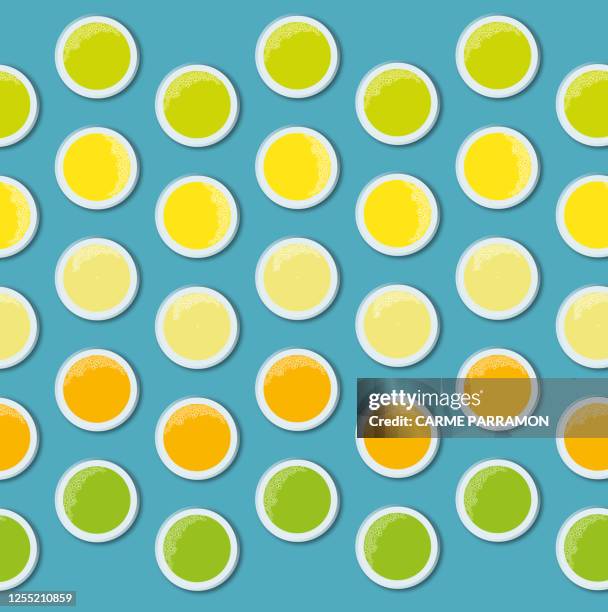 knolling with juice fruit - lime juice stock illustrations