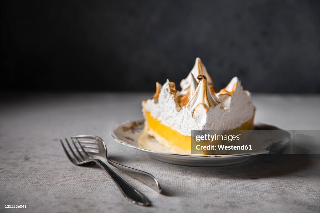 Slice of lemon meringue pie