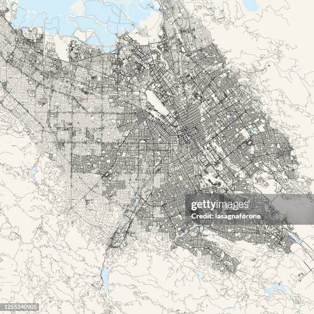 ilustrações de stock, clip art, desenhos animados e ícones de san jose, california, united states of america vector map - santa clara county california