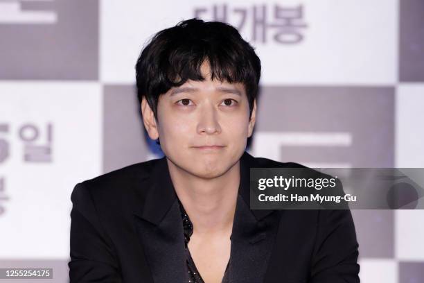 South Korean actor Gang Dong-Won attends the press screening for “Peninsula” at CGV on July 09, 2020 in Seoul, South Korea. The film will open on...