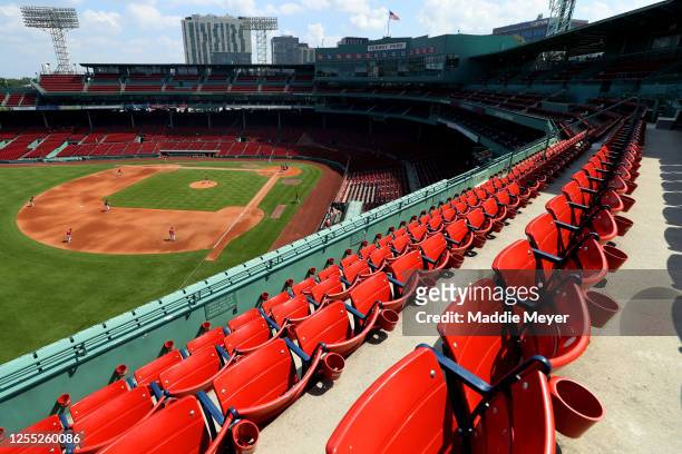 General view of an empty Fenway Park during Red Sox Summer Workouts at Fenway Park on July 09, 2020 in Boston, Massachusetts.
