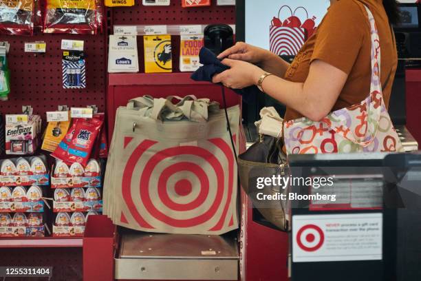 Customer at the self checkout of a Target store in the Queens borough of New York, US, on Tuesday, May 16, 2023. Target Corp. Is scheduled to release...