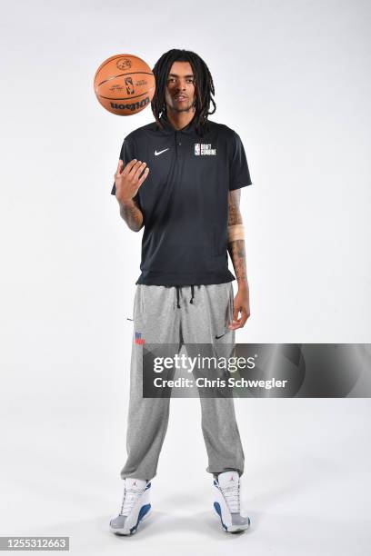 Emoni Bates poses for a portrait during the 2023 NBA Draft Combine Circuit on May 16, 2023 in Chicago, Illinois. NOTE TO USER: User expressly...