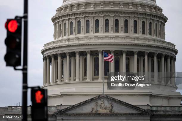 View of the U.S. Capitol dome May 16, 2023 in Washington, DC. The Democratic and Republican leaders met with U.S. President Joe Biden at the White...