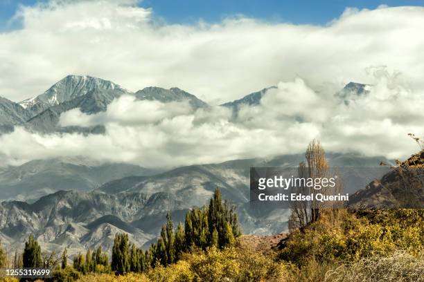 landscape of the andes mountain range. mendoza argentina. - mendoza stock pictures, royalty-free photos & images